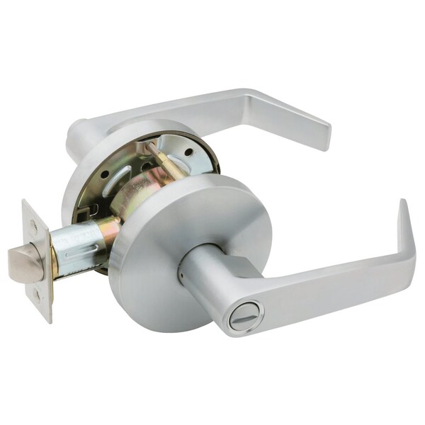 Grade 2 Patio Cylindrical Lock, Non-Keyed, Dane Lever, Standard Rose, Satin Chrome Fnsh, Non-handed